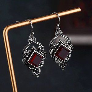 Gothic Red Fire Labradorite Earrings